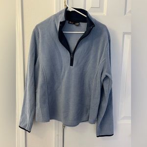 EUC ST JOHN’S BAY ACTIVE PLUSH QUARTER ZIP PULL OVER. Lt Blue/Navy. Size XL.